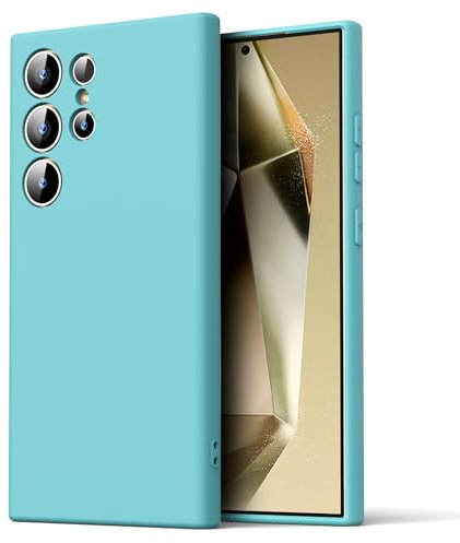 Byvuwiay Coque pour Samsung Galaxy S24 Ultra, Ultra Mince Premium Housse Souple en Silicone Liquide, Coque de Protection pour Samsung Galaxy S24 Ultra - Bleu Clair