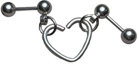 Punk Heart Double Lobe Helix Piercing Ohrringe Kette Knorpel Ohrstecker baumeln Y2K Mode Körper Ohr Nägel Schmuck, Silikon