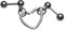 Punk Heart Double Lobe Helix Piercing Ohrringe Kette Knorpel Ohrstecker baumeln Y2K Mode Körper Ohr Nägel Schmuck, Silikon