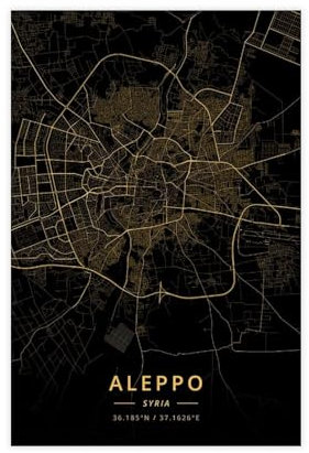 Generisch Aleppo Syrien Stadtkarte, Topographisch, Poster, Leinwand, 40 x 60 cm, Vollfarbig