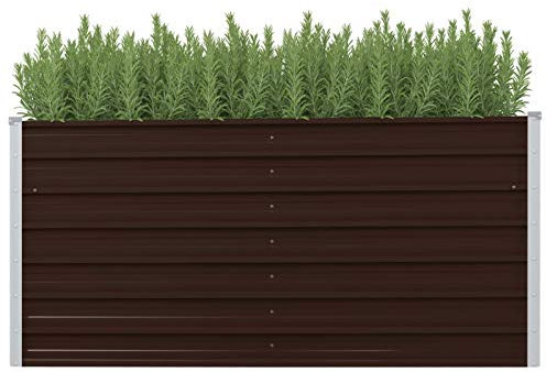 NITCA Arriate de Jardín de Acero Galvanizado, Jardineras Elevado Exterior Camas de Jardín Elevadas, Arriate Jardinera Macetero Metálico, Huerto Urbano #1, Marrón 160x40x77 cm