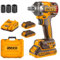 Ingco Brushless Impact Wrench 400NM Nut-Busting Torque: 550Nm, 1/2 20V Cordless Impact Gun, Variable Speed 2300RPM, 2900BPM with 2Pcs 2.0Ah Battery and 1Pcs Charger CIWLI2040
