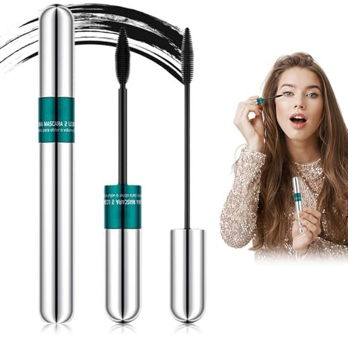 4D 2 IN 1 Wasserfeste Wimperntusche, Langanhaltende Curling-Mascara, Lash Extension Mascara, Verlängerung & Volumen Eyelash Mascara für Natürlichen Lange Wimpern (Blauer Röhrenkörper)