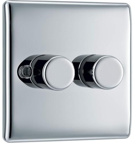AMK® BG 2 Gang 2 Way Chrome Steel 400W Dimmer Switch For Fluorescent Incandescent and Other Variable Brightness Lamps