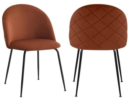 Vente-unique-Stuhl 2er-Set - Samt & schwarzer Edelstahl - Terracotta - Melbourne