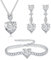 Glintara Schmucksets Silber 925 Damen, 3PCS Herz Halskette Ohrringe Armband Set mit Weiß Zirkonia, 925 Sterling Silber Herz Schmuck Set - Anhänger mit 45cm Silberkette & Hängeohrringe & Armkette