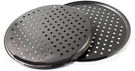 Plateau à Pizza, Plat à Pizza perforé en Acier au Carbone, Plat de Cuisson à Pizza Antiadhésif, Ustensiles de Cuisson à Pizza Ronds, Plat à Pizza, Plat à Pizza à Démoulage Facile
