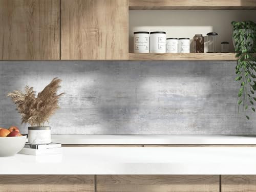 CAMELEO Crédence cuisine adhésive vinyle, effet béton brut, 200 x 40 cm - Convient aussi comme adhésif décoratif pour meuble - résistant et imperméable