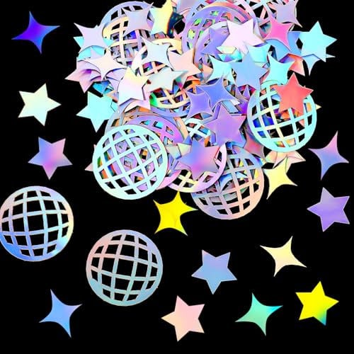 AHQiZFX 200 Stück Disco Party Konfetti,Glitzer Tischkonfetti,Disco Kugel Deko Konfetti,Glitzer Confetti,für Disco Party Deko 70er 80er Jahre Hippie Verlobung Geburtstagsfeier Party Geschenke Zubehör