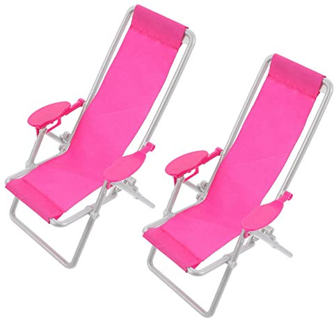 ifundom Miniatur Liegestuhl 2 Stück Puppenhaus Zubehör Klappbar Strandliege Bastelstuhl Für DIY Dekoration Und Kinderspielzeug