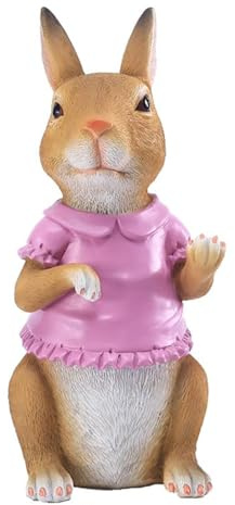 LEVSON Easter Bunny Garden Decoration, Outdoor Statues Rabbit, Funny Animal Figurines Ornament for Garden Yard Lawn Indoor,Christmas Statue Decorations for Thanksgiving Day (22.5 * 10 * 11.8CM)