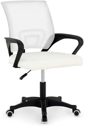 IDIMEX Bürodrehstuhl Phoenix höhenverstellbar, Weiß – Schreibtischstuhl mit Mesh-Rückenlehne und Sitzfläche, ergonomisch geformt, modernes Design mit Armlehnen und 5 Rollen für das Home Office