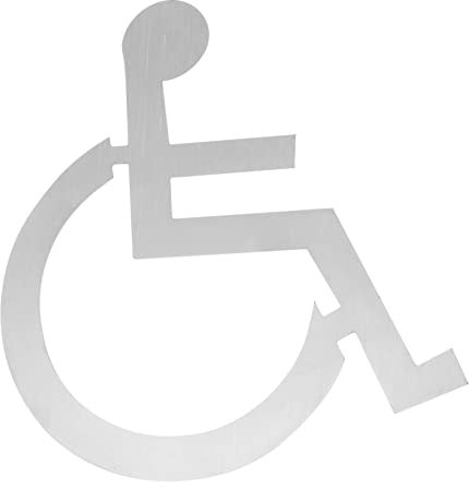 SOLUSTRE Panneau Pour Toilettes Accessibles Aux Personnes à Mobilité Réduite En Acier Inoxydable Argenté, Plaque Signalétique Handicapé, Adapté Aux Espaces Publics
