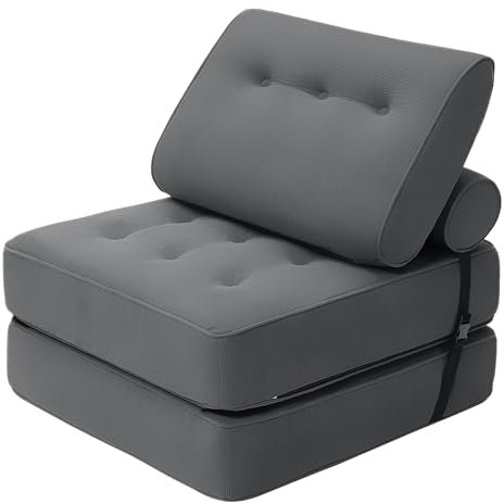 HOMMPA Klappbares Schlafsofa, Schlafsofa, Stuhl, umwandelbares Schlafsofa mit Kissen, faltbare Matratze mit Rückenstütze, Boden-Lounge-Sofa für Zuhause, Büro, kleine Sofas für kleine Räume