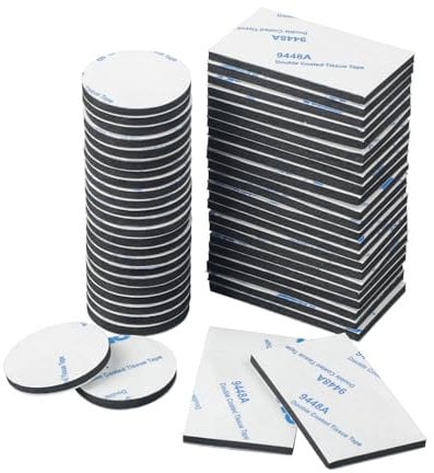 Uniclife 50 Pcs Double Sided Adhesive Pads Super Sticky Foam Pads Extra Strong Adhesive Tapes Round & Rectangular Waterproof Heavy Duty Mounting Pads for Home Office Car School, Black