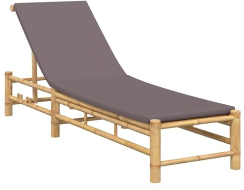 vidaXL Sonnenliege mit Auflage 55x199x30 cm Bambus