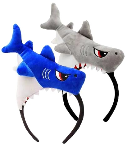 AOVNA Hai-Haarreif, Fisch-Tier-Haarbänder für Halloween, Weihnachten, Festival, Mottoparty, Cosplay, Kostüm, Kopfbedeckung, 2 Stück
