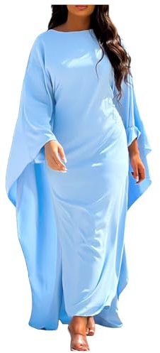 WVONIF Robe Maxi D'été pour Femme Bohème Jupe de Vacances Col V à Fleur Manches Courtes Robe de Soiree Party Plage Long Sleeve Backless Dress Vetement Femme Enceinte Noel Robe (Bleu