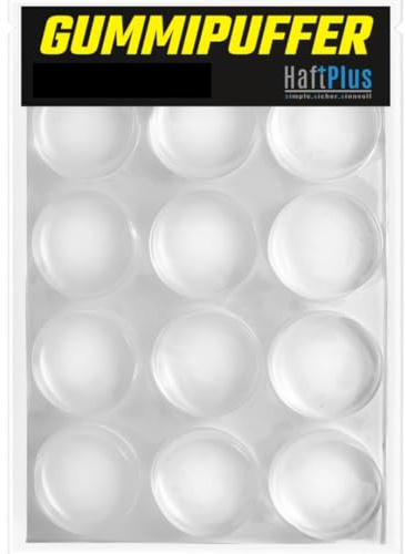 HaftPlus - 3x 20 Stück Elastikpuffer, Anschlagpuffer transparent, Möbelpuffer selbstklebend, Schutzpuffer Anschlagdämpfer, Höhe 3mm, Ø 12mm