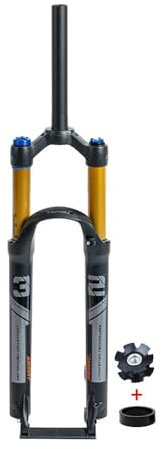 AADDFDD Fourche à Suspension pour VTT 26/27,5/29 Pouces, Fourche pneumatique Droite 1-1/8, débattement 120 mm, Frein à Disque, Fourche Avant 9 x 100 mm, Verrouillage Manuel QR (Noir, 27,5