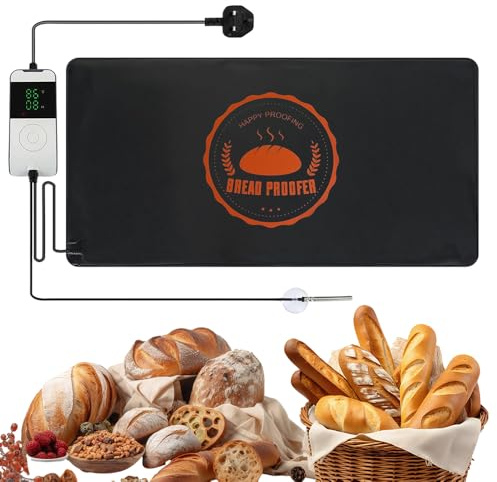 LUFEIS Bread Proofer Warming Mat, Adjustable Temperature Dough Starter Mat with Timer, Dough Proofer for Making Bread, Fermentation Heating Pad for Sourdough, Yogurt, Wine, Seeds (27 x 53cm)