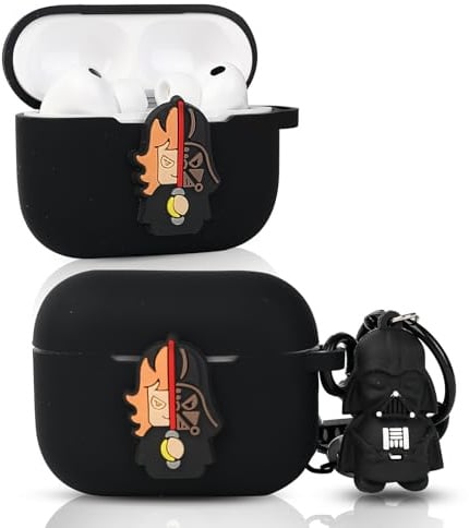 LEWOTE Kompatibel mit Apple Airpods Pro 3 Case schützende lustige Nette Slim Cartoon Cover Abdeckung mit Doll Schlüsselbund (Black Soldier)