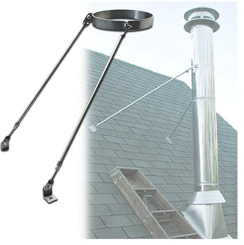 Schornsteinrohrhalterung Kaminrohrhalterung für Windstabilität Dachboden/Blockhaus Ofenrohr Verlängerte Wandhalterungen für Rohre mit 8–25 cm Durchmesser(Hoop Dia 4 3/4(120mm))