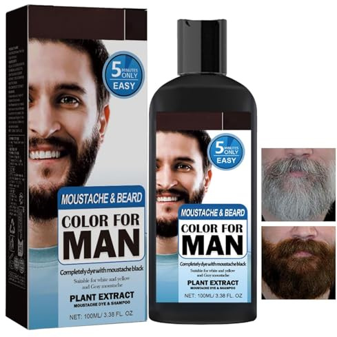 Men - Tinte para barba, Tinte Negro Para Barba Para Hombre, Teñir barba y cabello de los hombres, Cobertura Natural para canas, bigote y barba en minutos, Coloración Del Bigote Cuidado, 100ml