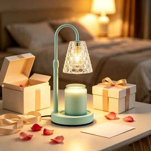 ACED Candle Warmer Lamp with Timer Dimmable, Wax Melt Warmer, Light Green | Birthday Gifts for Women Mom, House Warming Gifts New Home Room Decor for Scented Jar, Height Adjustable