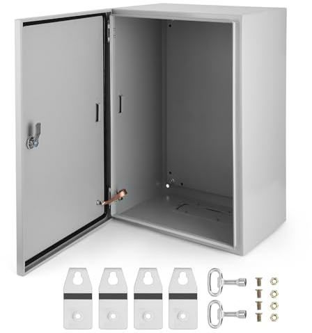 Aptliton Electric Enclosure Box IP66 Waterproof, Metal Junction Box, Wall Mounted Steel Electrical Cabinet with Lock & Mounting Plate for Outdoor
