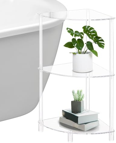 Generisch Dreieckiger Acryl Ecktisch - 3 Ebenen Beistelltisch Modern | Platzsparender Nachttisch Wohnzimmertisch Schlafzimmer Möbel Ablagetisch Deko Tisch Wohndekor-Akzenttisch Kleines Tischmöbel