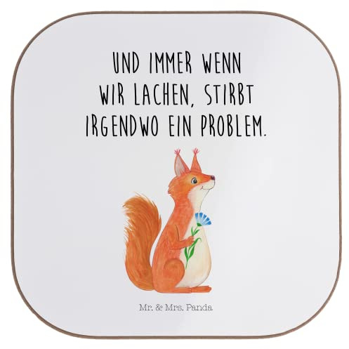 Mr. & Mrs. Panda Untersetzer für Gläser Eichhörnchen Blume - Geschenk, gläseruntersetzer, Lachen, Holzuntersetzer, Tischuntersetzer, Motivation Bilder, Lustige Sprüche, Coaster, Spaß, Spruch Positiv