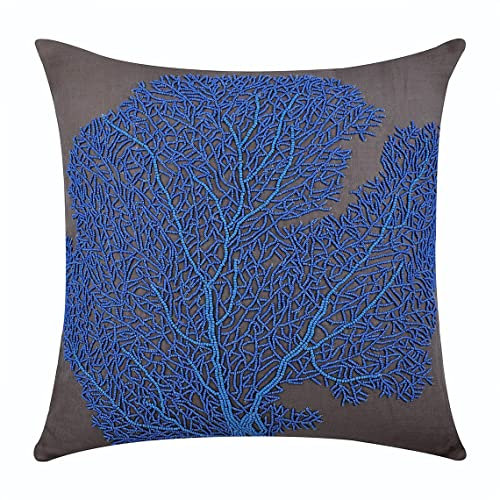 The HomeCentric Blau Kissenbezuge 65 x 65 cm, Baumwolle Kissenbezug,e Dekokissenbezug Blau - Royal Blue Sea Weeds