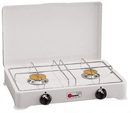 Hornillo de mesa Parker 2 Fuegos Transmisión Gas GLP (Gas Nelle bombole) para uso externo 2002 C – Made in Italy