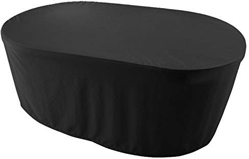 Kaufpirat Premium Abdeckplane Oval 180x120x70 cmHolzbank Gartenmöbel Gartentisch Hülle Abdeckung Haube Schutzhülle Abdeckhaube 900 D, 500 g/m², 6.000 mm Wasserbeständigkeit Schwarz