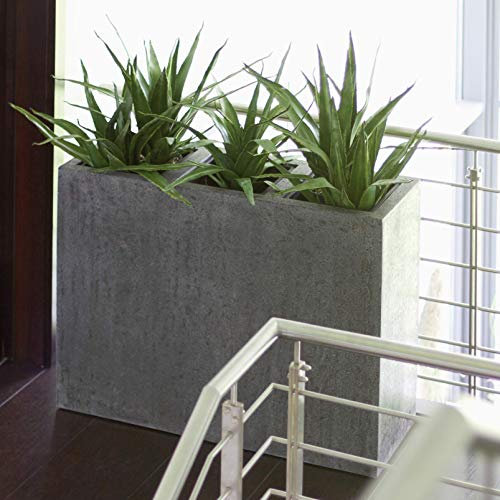 Moderner & Hochwertiger Raumteiler/Sichtschutz zum Bepflanzen – Fiberglas - Mit 3 Einsätzen – Indoor & Outdoor – Wetterbeständig & Frostsicher - Pflanzgefäß (Länge: 100cm - Höhe: 80cm, Steingrau)