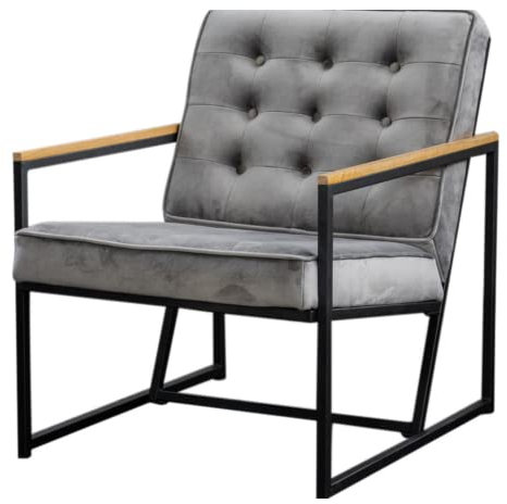KAWOLA - Sessel Arly - Designer Loungesessel mit Samtbezug - Clubsessel Relaxsessel in Grau - Elegantes Metallgestell, Samtstoff, 63cm Breite, 80cm Höhe, 80cm Tiefe, Sitzhöhe 44cm
