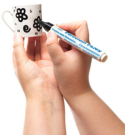 Baker Ross AW979 Black Porcelain Pens for Kids - Pack of 2, Outline Markers Perfect for Children's Painting and Decorating Activities, Ideal for School, Home Groups and Party Crafting