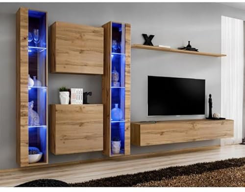 Paris Prix Meuble TV Mural Design Switch XVI 330cm Naturel