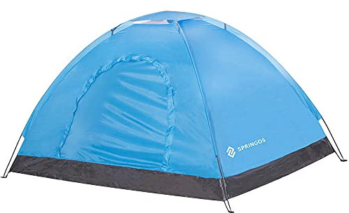 SPRINGOS Tente de Camping pour 2 Personnes avec moustiquaire 1 Chambre en Fibre de Verre Inclus : piquets
