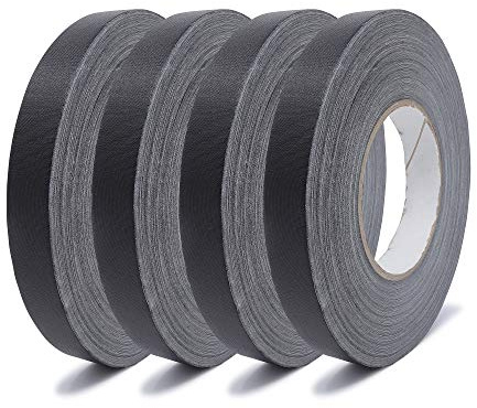 gws Gewebeklebeband 4 Rollen, premium Panzertape in Profi-Qualität mit Natur-Kautschukkleber, Wasserdicht, Breite: 19mm Länge: 50m, Farbe: Schwarz
