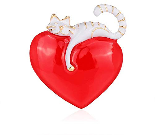 Handgearbeitete Brosche | Anstecknadel mit Katze (Weiß)