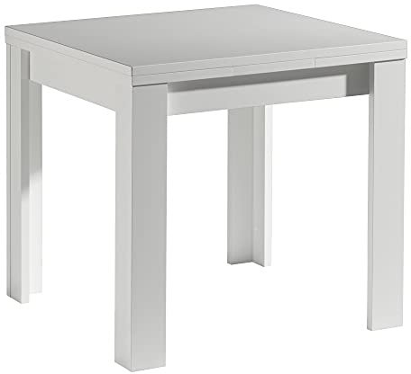 DEINE TANTE EMMA 0560_80x80 MONZI Weiß matt Tisch Esstisch Auszugstisch Küchentisch Funktionstisch ausziehbar 80 x 80 cm