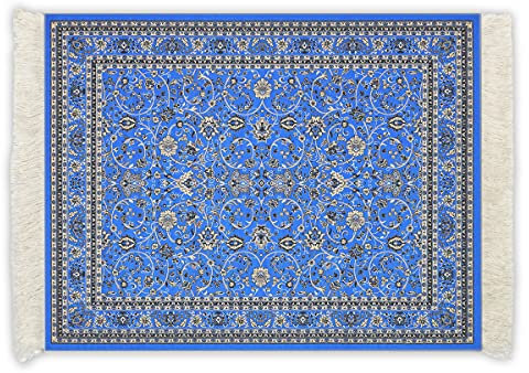 Infusion Orientalischer Teppich mit Fransenrand (blaues Design)