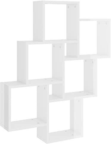 vidaXL Würfelregal Wandregal Hängeregal Cube Lounge CD Regal Dekoregal Bücherregal Schweberegal Wandboard Regalwürfel Hochglanz-Weiß 78x15x93cm Holzwerkstoff