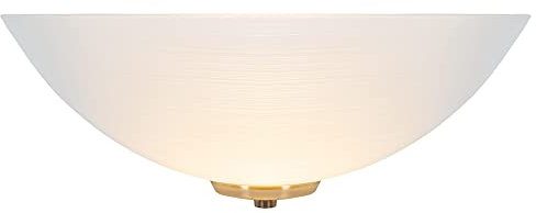 Traditional Antique Brass Trim Flush Wall Lamp Uplighter with Opal Swirl Glass Diffuser | 1 x 60w E27 | 30cm Width by Happy Homewares