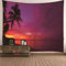 Banemi Wandbehang Aesthetic, Halloween Wandteppich Violett Sonnenuntergang Kokospalmen Ozean Polyester Wandbehang Home Decor Wandteppiche Wandkunst für Zimmer 200x200CM