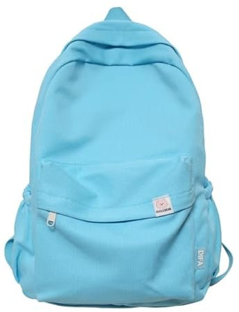 KTTGYRE Schulrucksack Wasserdichtes Nylon Frauen Rucksack Frauen Reisetasche Rucksäcke Schulbag Für Teenager Mädchen Solid Color Bookbag-Blue