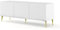 BIM Furniture Meuble TV 3D, 150 cm, Blanc, Salon, 3 portes, High Gloss, Façades fraisées brillantes, Système push-to-open