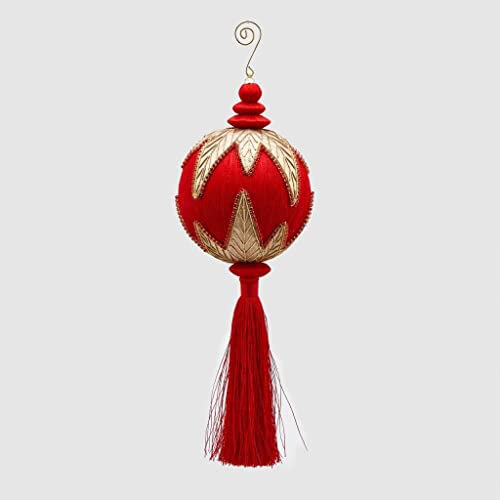 EDG Decoro Nappa Ricamo per Albero Natalizio H36 D12 Colore : Rosso